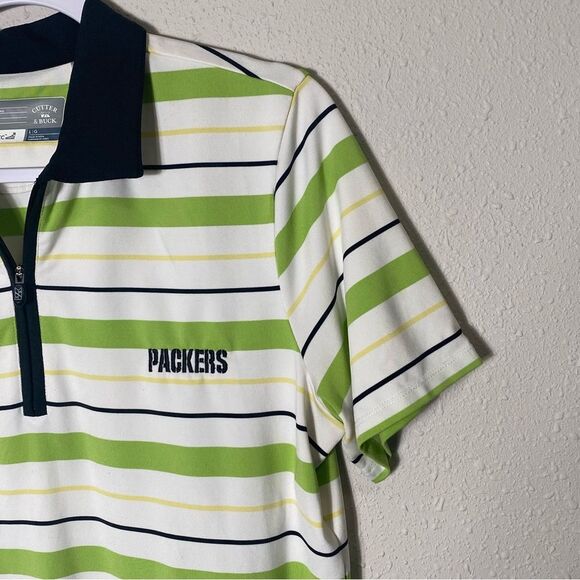 Cutter & Buck Green Bay Packers CB Dry Tec Striped Polo Shirt Men's Size Large - Picture 8 of 16